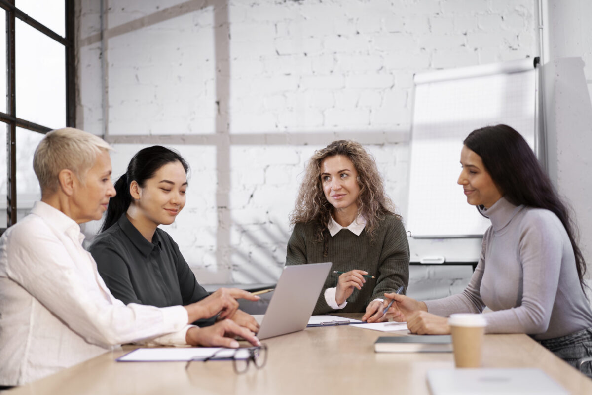 A meeting showing the benefits of mentorship for women in construction