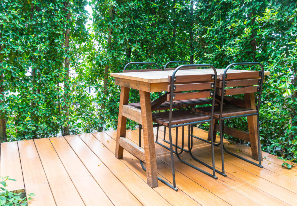 Composite decking, made from recycled materials, is a sustainable construction material